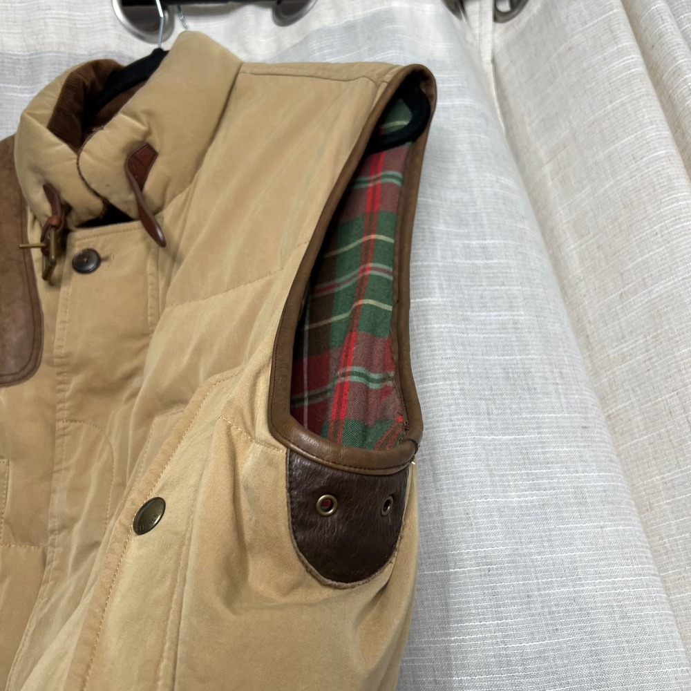 Vintage Polo Ralph Lauren Down Hunting Vest Wool Lined Tan Cargo Utility Mens XL - Picture 7 of 14